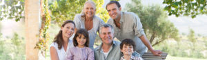 Smiling multi-generational family